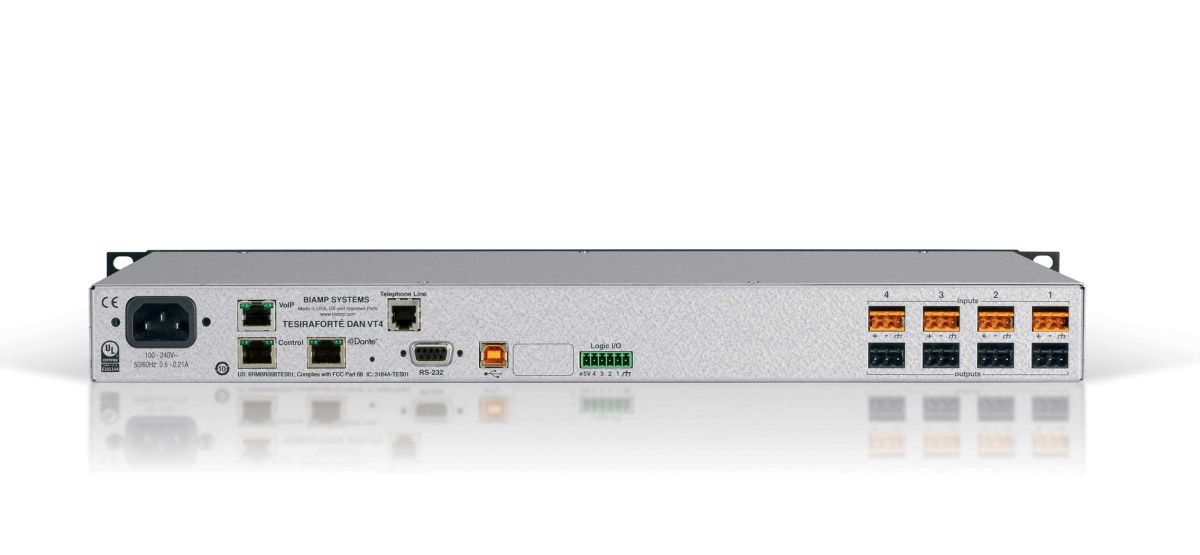 The TesiraFORTÉ DAN VT4 Аудио коммутатор Biamp, фиксированный DSP 4x4 DANTE (0453.900)