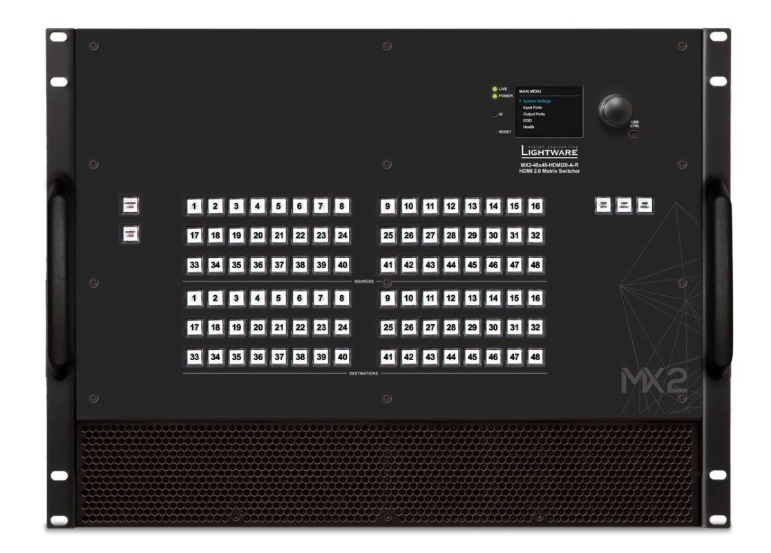 91310065, Lightware, MX2-48x48-HDMI20-AR, Матричный коммутатор 48x48, 4K@60Гц RGB 4:4:4, HDMI 2.0, H