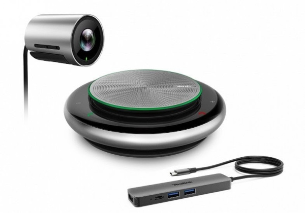 UVC30-CP900-BYOD Комплект Yealink (UVC30 Room 4K USB ePTZ камера, CP900 спикерфон с 5 м USB-EXT кабелем, BYOD-BOX с 1.5 м USB-C/A кабелем, блок питания с кабелем 1 м USB-C, 2-year AMS)
