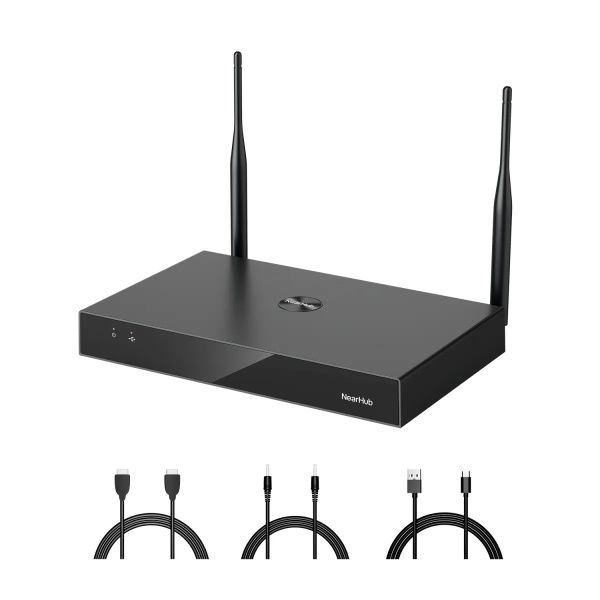 NearHub Rooms NR10 спереди: передняя панель с портами и кнопками